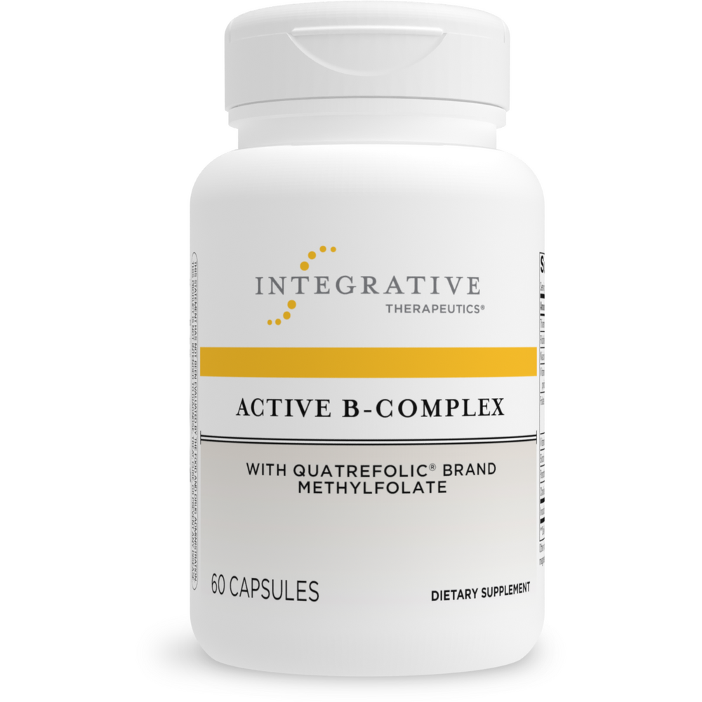 Supplement bottle labeled 'Integrative Therapeutics Active B-Complex' on a white background
